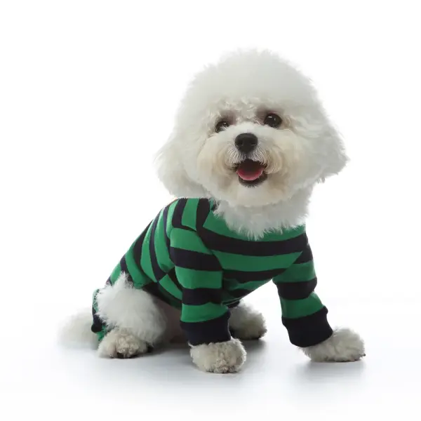 Four Seasons Classic Striped Pet Loungewear, Four Legged Onesie, Dog Pajamas Puppy, Bichon, Teddy Cotton Comfortable Dog Clothes - Image 2