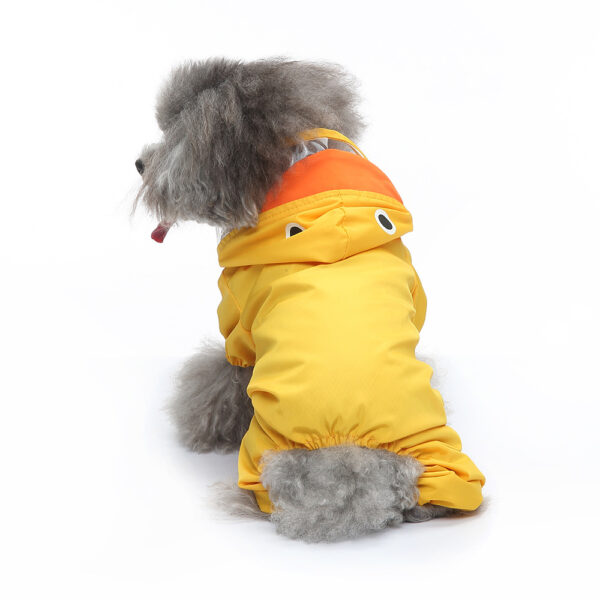 Popular Pet Four Legged Raincoat Puppy Reflective Dog Raincoat with Waist and Tail (Duck Style)